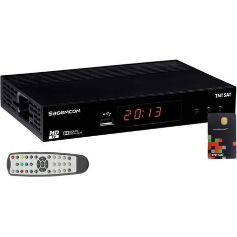 Décodeur Satellite HD - Sagemcom - Astra N°1 - Carte TNTSAT V6 - HDMI - Noir - 2 ans de garantie