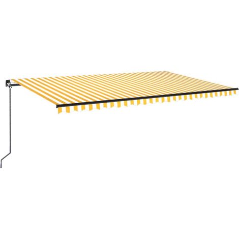 Auvent manuel rétractable - Auvent de jardin Soleil imperméable 500x300 cm Jaune et blanc BV999935 - BonneVie (1/5)