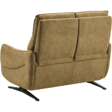 Les Tendances – Canapé relax 2 places fixe en microfibre jaune moutarde – Mécanisme zéro gravité – Assise en mousse polyuréthane – Confort optimal