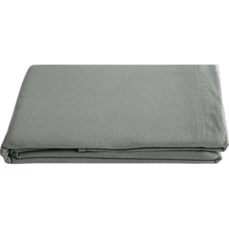 Drap plat Palace pur coton teint lavé, 63 fils/cm² Vent du sud - Palace Acier - 270 x 290 cm pour lit King Size