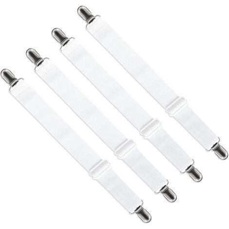 Housse réglable pour draps tendeurs (65cm à 100cm), sangles de fixation sangles de fixation réglables pour draps, canapés, housses de repassage sangles élastiques (blanc, set de 4) (1/5)