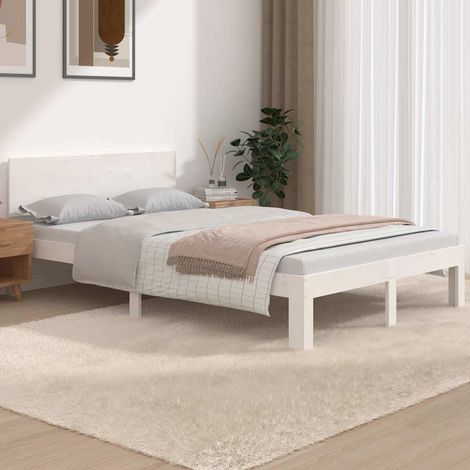 Estructura de cama doble pequeña sin colchón blanco 120x190 cm (1/5)