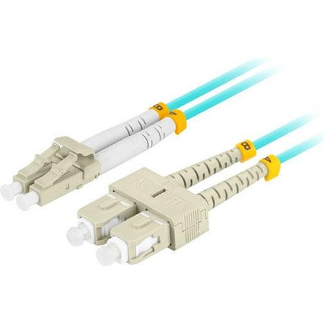 Lanberg MM LC/UPC-SC/UPC DUPLEX 3.0MM OM3 50/125 LSZH 2m aqua Glasfaser-Patchkabel (1/3)