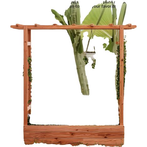 Huerto elevado, madera maciza de abeto, 110 × 44 × 113,5 cm, 4 orificios de drenaje, celosía lateral, requiere montaje. (1/5)