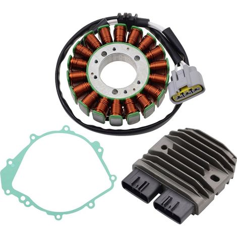Kit de réparation pour générateur haute performance Yamaha YZF-R1 (2002-2003) : système de charge moteur 18 pôles (trois pièces) Bobine de stator + joint d'étanchéité papier + redresseur (1/4)