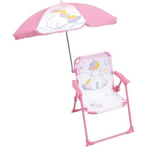 FUN HOUSE Unicorn Folding Camping Chair with Umbrella - H.38.5 x W.38.5 x D.37.5 cm + Umbrella ø 65 cm - For children (1/2)