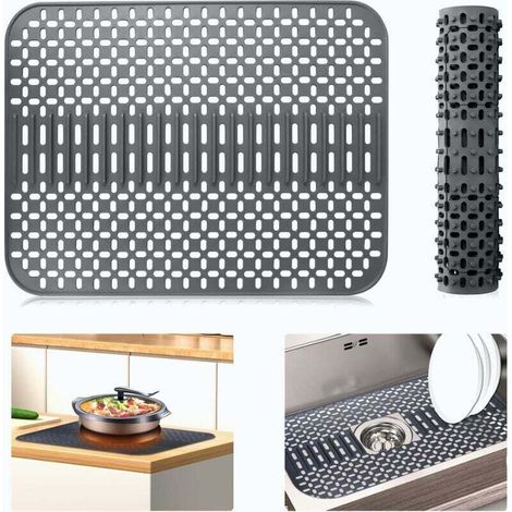Tapis de Protection en Silicone pour évier de Cuisine, Grand Tapis de séchage de Vaisselle en Silicone, Protecteur de comptoir en Silicone, Protecteur D'évier Pliable Résistant à La Chaleur (1/5)