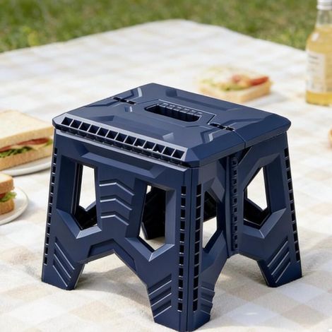 Folding Step Stool, 26.4 cm, Up to 125 kg, Multi-purpose Folding Stool, for Home, Kitchen, Bathroom (Blue) (1/5)