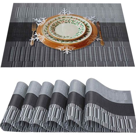 Brillirare Tischsets, 6er-Set, hitzebeständig, 30,5 x 45,7 cm, rutschfest, waschbares PVC, gewebtes Vinyl, leicht zu reinigen, hochwertige, isolierte Kunststoff-Tischsets