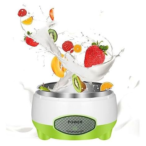 Machine à Yaourtière, Yaourtière Française et Grecque, Yaourtière en Acier Inoxydable pour Yaourt Bio Maison, Fromagerie, Natto Maker (Prise UE)