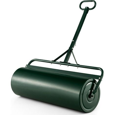 Rodillo de césped metálico de 113 l, rellenable con agua o arena, color verde (1/5)
