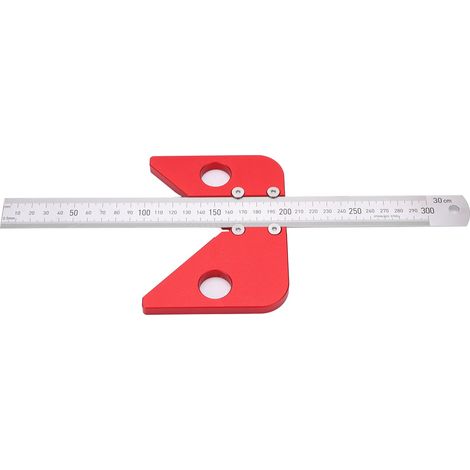 Règle de menuisier rouge 45-90 degrés, outil de mesure de centrage et de traçage pour bois, rapporteur de précision (1/5)