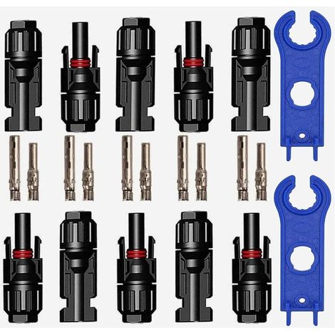 Set mit 5 Solarsteckern (männlich und weiblich) – Wasserdicht, inklusive Innensechskantschlüssel – Kompatibel mit 2,5 mm² bis 6 mm² – Korrosionsbeständig (1/5)