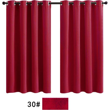 Rideau occultant pour salon, rideau isolant thermique, rideau à œillets, convient pour porte-fenêtre (2 pièces, 132 x 183 cm).