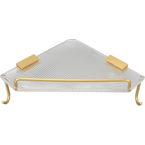 Lot porte-serviettes mural en aluminium et acrylique, étagère de rangement pour douche d'angle, organiseur de salle de bain avec crochet, idéal toilettes, dortoir, cuisine (1/5)