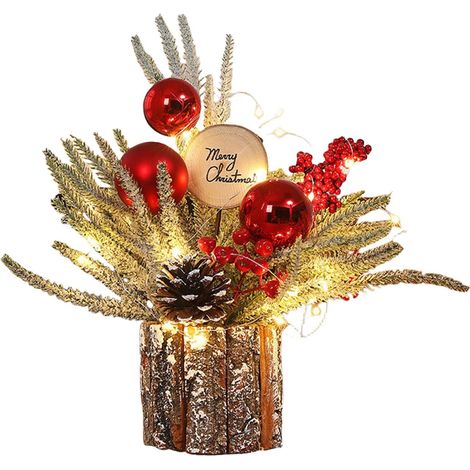 Sapin de Noël Artificiel décoratives factices en Pot Arbre décoratif  LED 10 Cm Décoration Maison Pour Fêtes Bureau Fenêtre Salon Plateau Rebord Fenêtre (1/5)