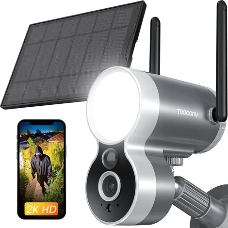 Topcony 2K Außenüberwachungskamera mit wiederaufladbarer Batterie, drahtlose Solarsicherheitskamera, 2.4GHz WiFi, intelligente Beleuchtung, PIR Bewegungserkennung, Zwei-Wege-Audio (1/5)