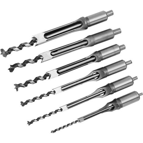 6Pcs Foret de scie à trou carré Ciseau à mortaiser Outil de travail du bois (1/4)