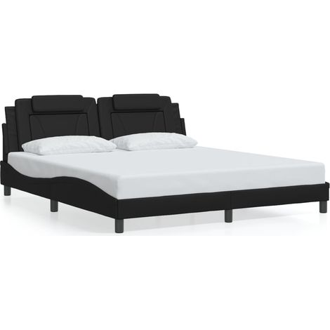 Lit double，Lit adulte，Cadre de lit Viana sans matelas noir 180x200 cm similicuir CFW1825635 (1/5)