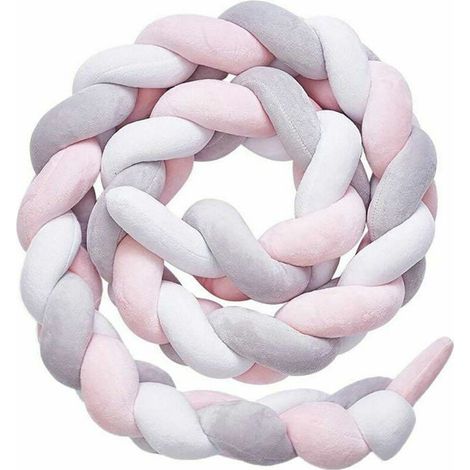 Bordure de lit, tour de lit bébé, lit serpent tour de lit bébé tissage bord protection protection tête décoration pour berceau lit bébé (blanc ， rose ， gris, 100cm) BLOW (1/5)