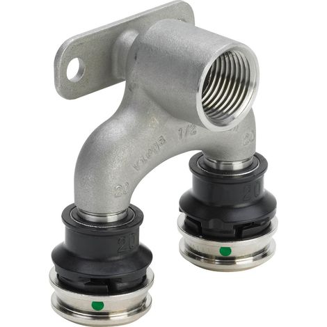 Viega Raxinox-Placa de pared doble, d1 20, Rp 1/2, d2 20 Acero inoxidable Modelo 4425.7, 723286