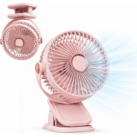 Ulisem - Ventilatore da scrivania ricaricabile tramite USB con clip e luce - 800 mAh - 5 velocità - Mini ventilatore portatile con clip - Silenzioso (1/5)