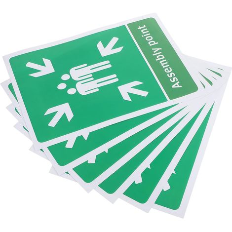 Sammelpunkt-Schilder – Set mit 5 hellgrünen PVC-Aufklebern – Gut sichtbare und selbstklebende Beschilderung für Schulen und Büros (1/5)