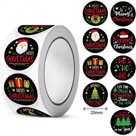 Pegatinas ECARLA Feliz Navidad NNK17 500 unidades