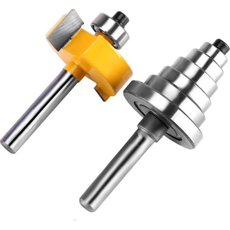 Fraise de Défonceuse Outil Menuiserie 1/2"H 1/4" Shank avec 7 Roulements Set Outil à Bois pour Contreplaqué de Particules de Bois Massif (1/5)