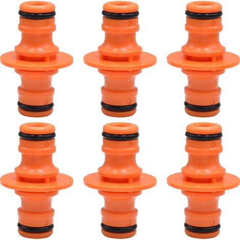Rallonges de raccords mâles doubles pour tuyau d'arrosage (6 pièces, orange)