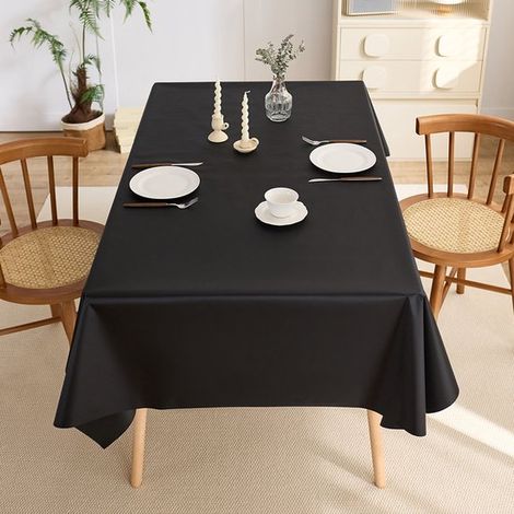 Rechteckige Tischdecke aus weichem Leder, wasserdicht und waschbar, für Partys, Picknicks und Camping, Outdoor-Tischdecke (schwarz, 140x200 cm). (1/5)