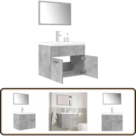 vidaXL Ensemble de meubles de salle de bain 3 pcs gris béton