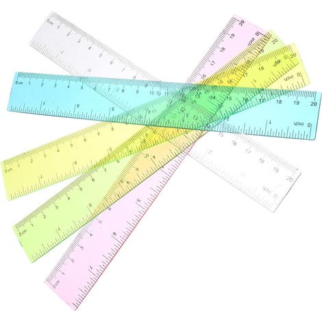 Lot de 5 règles en plastique 20 cm, outil mesure avec échelle (1/5)