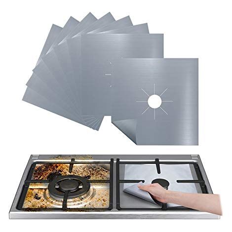 Protection de Gazinière, Lot de 4 Protection Cuisinière à Brûleurs Gaz, en Fibre Réutilisable Facile à Nettoyer et à Couper (1/3)