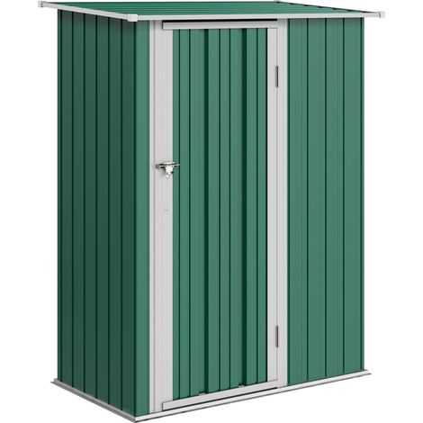 Outsunny 5ft x 3ft Garden Storage Shed, Outdoor Metal Shed with Sloped Roof, Lockable Door for Tools, Equipment, Green