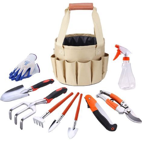 Juego de herramientas de jardinería, juego de herramientas manuales de regalo, kit de trasplante para jardinería al aire libre para jardineros, con bolsa de almacenamiento resistente. (1/5)