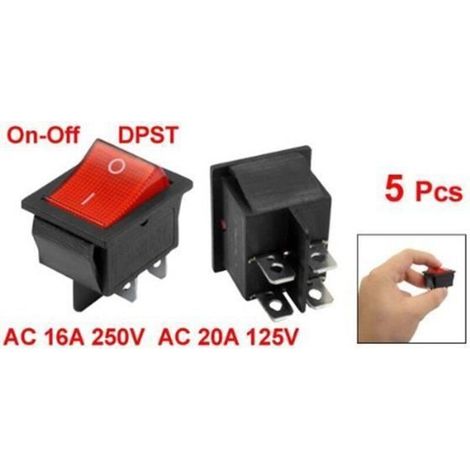 5 x AC 16A-250V 20A-125V Marche-Arret 4 Broches DPST Interrupteur a bascule (1/2)