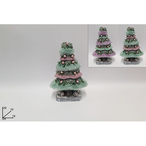 Decorazione Natale Albero Pigne Bacche con Pelliccia 29 cm
