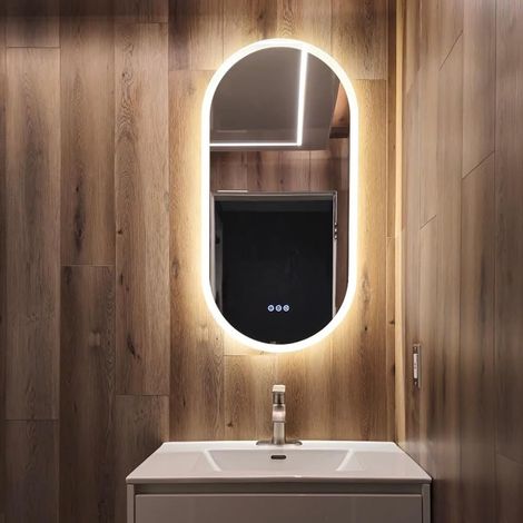 Specchio Ovale LED Bagno 100x50cm Antiappannante Impermeabile Luce Regolabile (1/5)