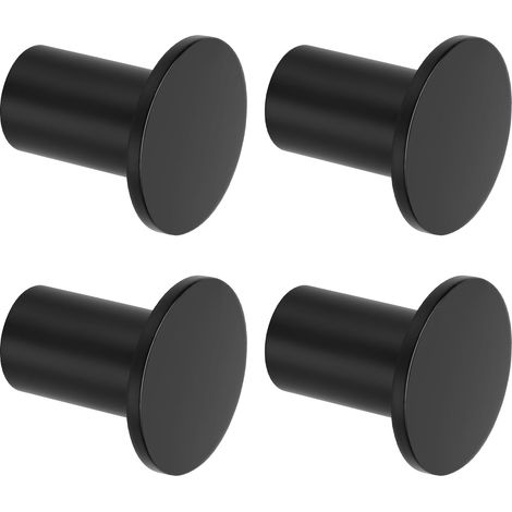 4 Pcs - Crochet Mural - Patère Murale - Acier Inoxydable - Design Rond Surdimensionné - Pour Salle De Bain Et Cuisine - Noir Mat - 4,5x4,5x4,5cm (1/5)