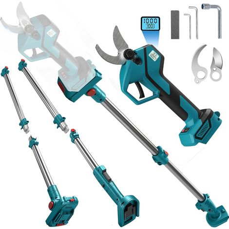 Sécateur télescopique sans fil 2 en 1 avec perche télescopique pour Makita 18 V (sans batterie) 50 mm Scie d'élagage électrique Sécateur à batterie LCD pour élaguer les arbres, les arbres fruitiers (1/5)