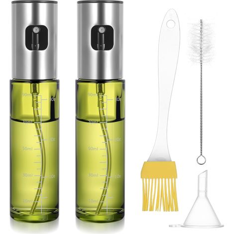 Spray Huile Cuisine Air Fryer, 100ML Pulverisateur Huile Cuisine, Vaporisateur Huiles pour Friteuse à Air Chaud Accessoires, Flacons Pulvérisateurs en Verre, avec Entonnoirs et Pinceaux (1/5)