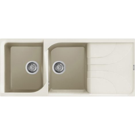 Lavello Elleci Incasso 2 vasche 116x50 Ego 500 Granitek Bianco Antico LGE50062