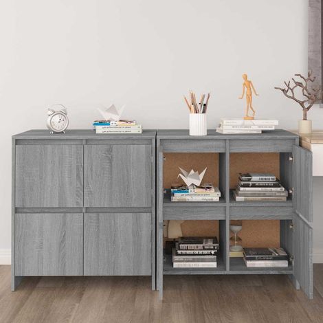 Lot de 2 Buffets Bahut Meubles de rangement Commode Sonoma gris 70x41x75 cm Aggloméré BV840839 - BonneVie (1/5)