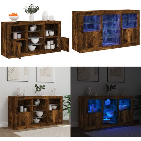 Sideboard mit LED-Leuchten Räuchereiche 123x37x67 cm - Sideboard - Holz (1/5)