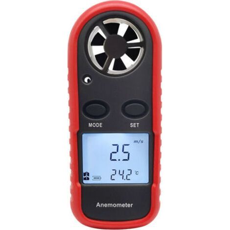Jauge de compteur de vitesse du vent portable anémomètre, anémomètre de température de l'air numérique thermomètre de compteur de vitesse du vent vélomètre CVC (1/5)