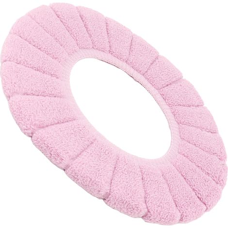 Housse de siège de toilette chaude, douce, confortable, lavable, réutilisable, antidérapante, rose. (1/5)