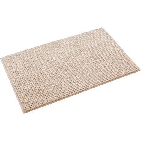 Tapis de salle de bain absorbant en chenille à poils courts, épais, pour baignoire, douche, doux, décoratif, lavable, kaki, 60 x 90 cm (1/5)