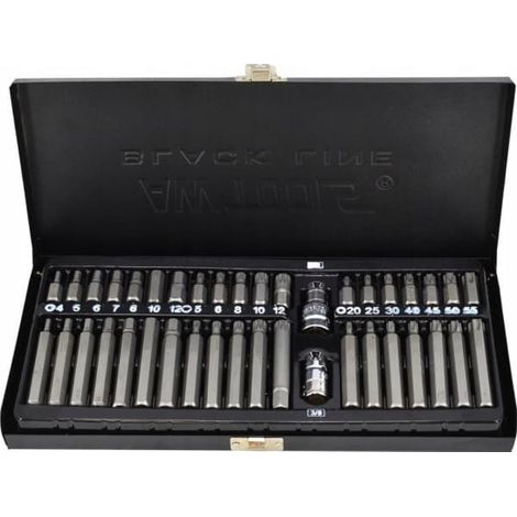 Juego de Puntas Hex, Torx y Spline Awtools 40 piezas Black Line, herramienta de alta calidad, ideal para tornillos hexagonales, Torx y Spline, duraderas y resistentes