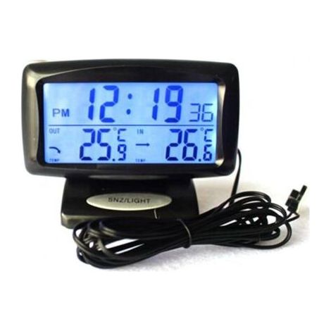 Kit 2 en 1 pour voiture avec horloge électronique et thermomètre LED, double outil de mesure température intérieure et extérieure (1/5)